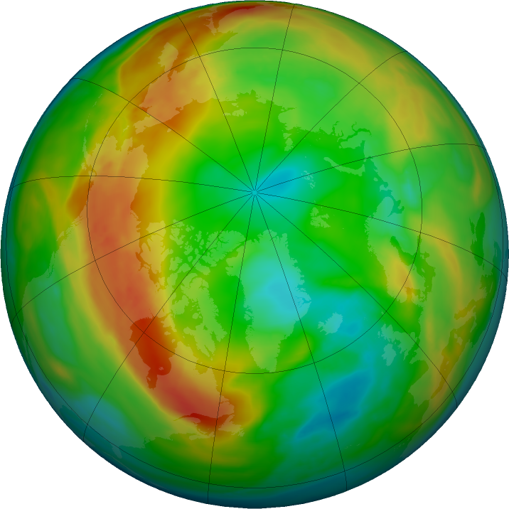 Arctic ozone map for 30 January 2025